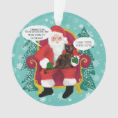 Grappige Tortie Kat Meets Santa Foto Kerstmis Ornament (voorkant)