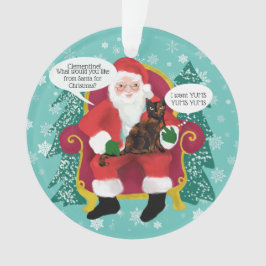 Grappige Tortie Kat Meets Santa Foto Kerstmis Ornament