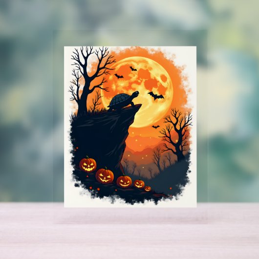 Grappige Tortoise Halloween Silhouette Spooky Tort Acryl Bord (Neutraal)