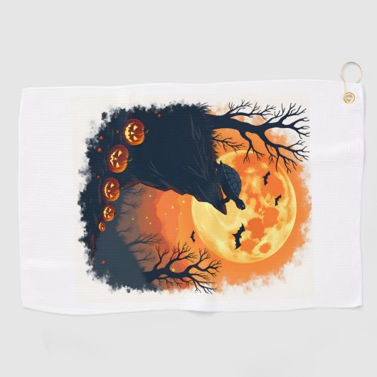 Grappige Tortoise Halloween Silhouette Spooky Tort Golfhanddoek (Horizontaal)