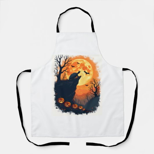 Grappige Tortoise Halloween Silhouette Spooky Tort Schort (Voorkant)