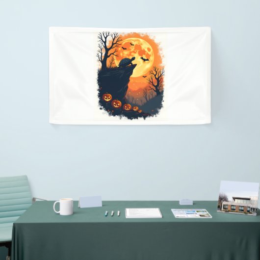 Grappige Tortoise Halloween Silhouette Spooky Tort Spandoek (Beurs)