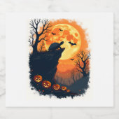 Grappige Tortoise Halloween Silhouette Spooky Tort Sparkling Wijnetiket (Enkel label)