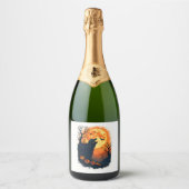 Grappige Tortoise Halloween Silhouette Spooky Tort Sparkling Wijnetiket (Voorkant)