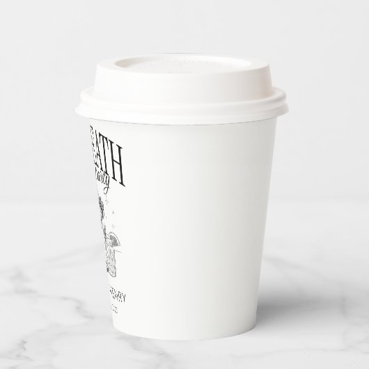 Grappige tot de dood ons scheidt feest huwelijksfe papieren bekers (Links)