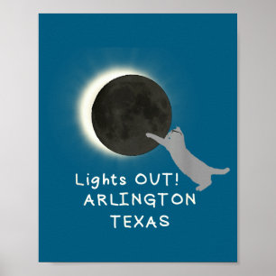 Grappige Totale Zonsverduistering Kat Arlington Poster