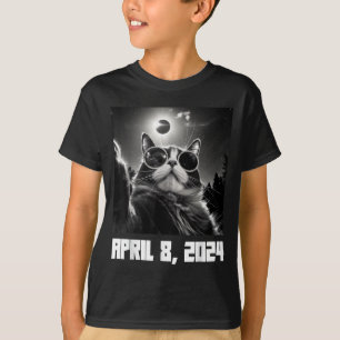 Grappige Totale Zonsverduistering Kat Selfie T-shirt