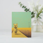 Grappige Toto op een tarweveld Sidewalk Briefkaart (Staand voorkant)