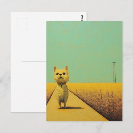 Grappige Toto op een tarweveld Sidewalk Briefkaart (Voorkant / Achterkant)