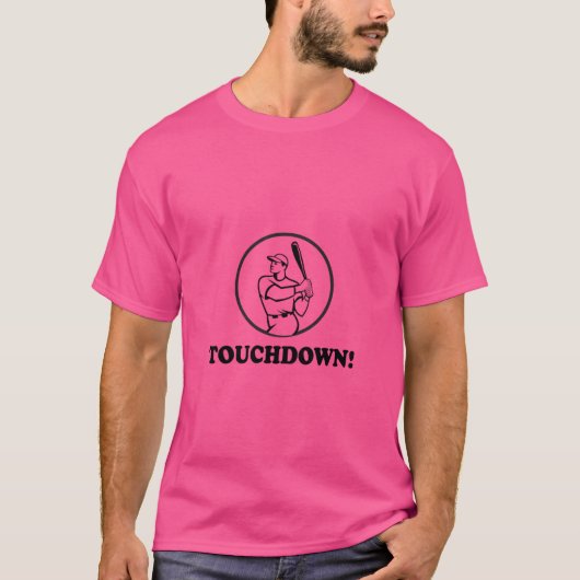Grappige touchdown met een honkbalspeler t-shirt (Voorkant)