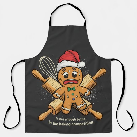 Grappige "Tough Battle" Kerstman van Gemberkoek Ke Schort (Voorkant)