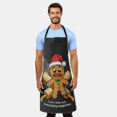 Grappige "Tough Battle" Kerstman van Gemberkoek Ke Schort (Gedragen)
