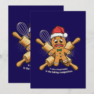 Grappige "Tough Battle" Kerstman Van Peperkoek Feestdagenkaart