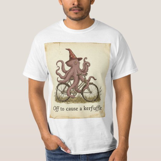 Grappige Tovenaar Octopus Wielrenner T-Shirt (Voorkant)