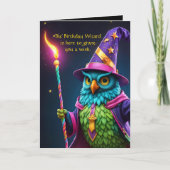 Grappige Tovenaar Uil Grants Magic Verjaardag Wens Kaart (Voorkant)