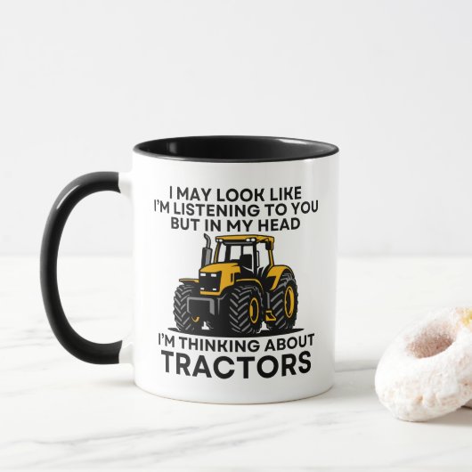 Grappige Tractor Mok Boeren Cadeau Tractor Liefheb (Met donut)