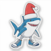 Grappige Tralalero Tralala Cartoon Kerstmeme Sticker (Voorkant)