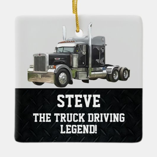 Grappige Transport Semi Truck Driver Aangepaste na Keramisch Ornament (Voorkant)