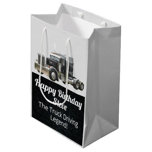 Grappige Transport Semi Truck Driver Aangepaste na Medium Cadeauzakje (Voorkant Gekanteld)