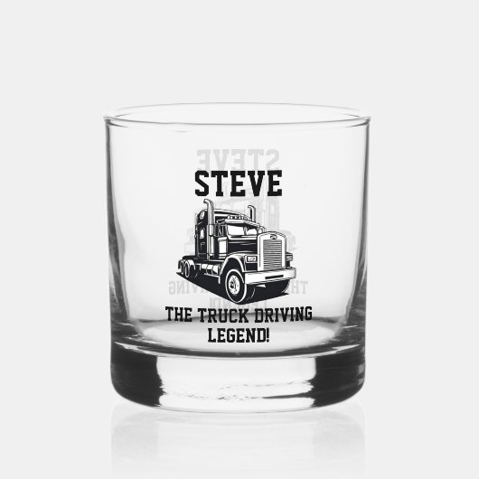 Grappige Transport Semi Truck Driver Aangepaste na Whisky Glas (Achterkant)