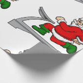 grappige tredmolen santa claus cadeaupapier (Hoek)