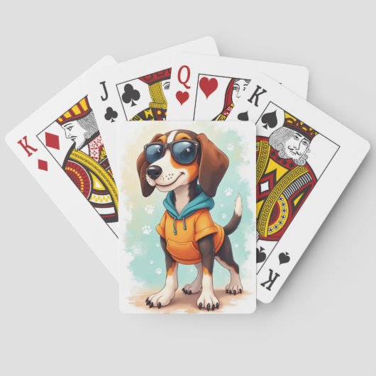 Grappige Treeing Walker Coonhound Kawaii Hond Pokerkaarten (Achterkant)