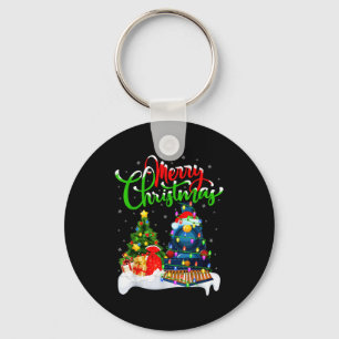 Grappige Treinliefhebber Kerstverlichting Santa Tr Sleutelhanger