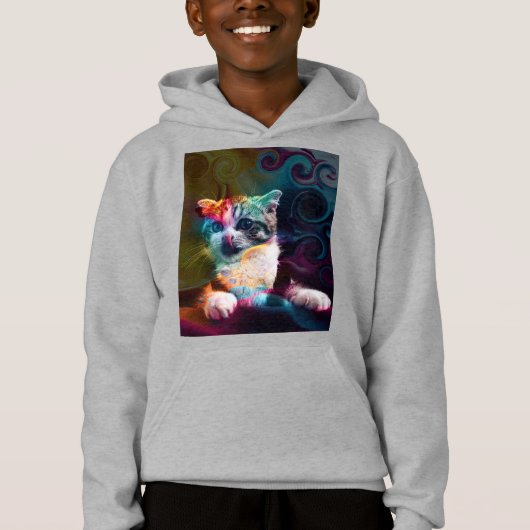 GRAPPIGE TRENDY KLEURRIJKE KAT KUNST (Voorkant)