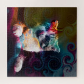 GRAPPIGE TRENDY KLEURRIJKE KAT KUNST LEGPUZZEL (Horizontaal)