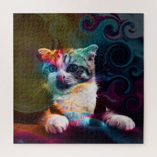 GRAPPIGE TRENDY KLEURRIJKE KAT KUNST LEGPUZZEL (Verticaal)