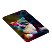 GRAPPIGE TRENDY KLEURRIJKE KAT KUNST MAGNEET (Rechterzijde)