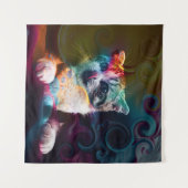GRAPPIGE TRENDY KLEURRIJKE KAT KUNST WANDKLEED (Voorkant (horizontaal))