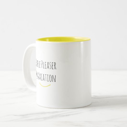 Grappige trendy moderne mensen plezieren koffie Mo Tweekleurige Koffiemok (Voorkant links)