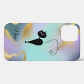 Grappige trendy zwarte kat abstract Case-Mate iPhone case (Achterkant (horizontaal))