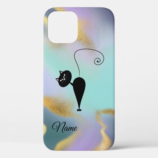 Grappige trendy zwarte kat abstract Case-Mate iPhone case (Achterkant)
