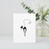 Grappige trendy zwarte kat kiest achtergrond briefkaart (Staand voorkant)