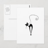 Grappige trendy zwarte kat kiest achtergrond briefkaart (Voorkant / Achterkant)