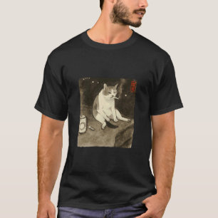 Grappige Treurige Kat Roken Meme Sumi-e Japanse Ku T-shirt
