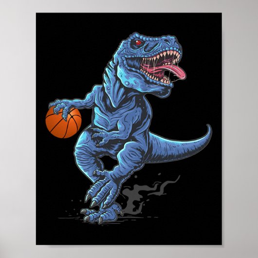 Grappige Trex-dinosauriër speelt Skelet-spelerlief Poster (Voorkant)