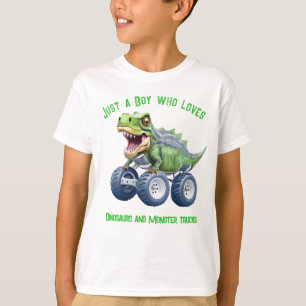 Grappige Trex dinosaurus monster truck T-shirt