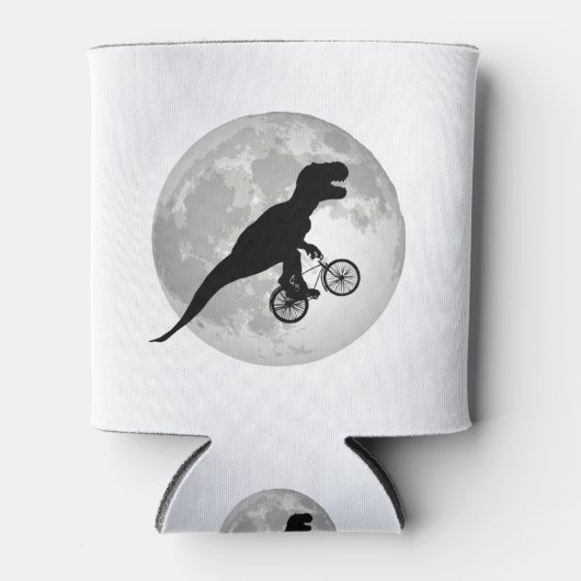Grappige Trex Vliegende Maan Ontwerp Blikjeskoeler (Voorkant)