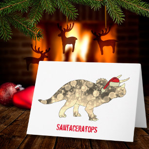 Grappige Triceratops Kerstman Kerst Dinosaurus Slo Kaart
