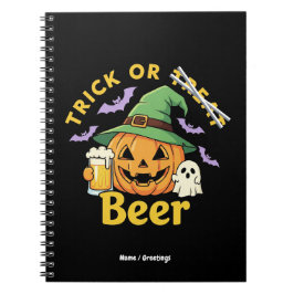 Grappige Trick Or Treat Halloween Bierfeest Design Notitieboek