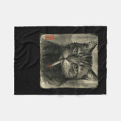 Grappige Trieste Kat Roken Sigaret Meme Lover Sumi Fleece Deken (Voorkant (Horizontaal))