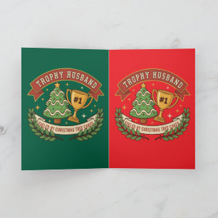 Grappige Trofee-echtgenoot Aangedreven door Kerstb Feestdagen Kaart
