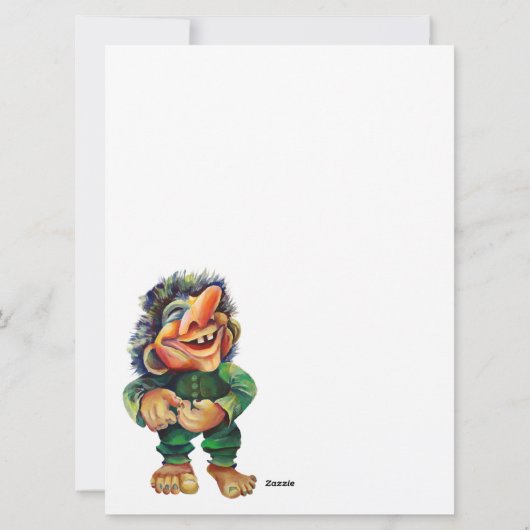 Grappige Troll Christmas Kaart met aangepaste naam (Achterkant)