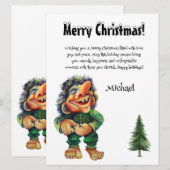 Grappige Troll Christmas Kaart met aangepaste naam (Voorkant / Achterkant)