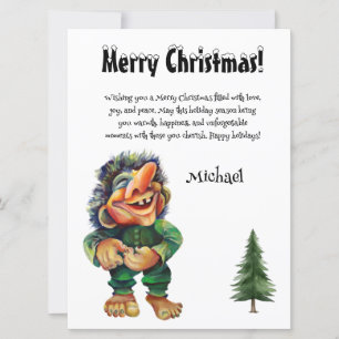 Grappige Troll Christmas Kaart met aangepaste naam