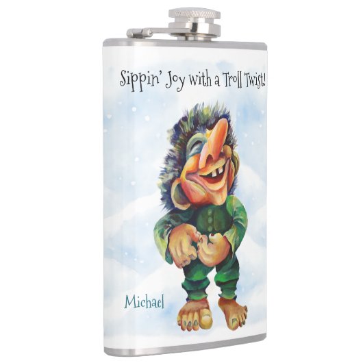 Grappige Troll Hip Flask Sippin 'Joy met een Twist Heupfles (Rechts)