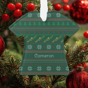 Grappige Trombone Kersttrui Patroon Custom Ornament